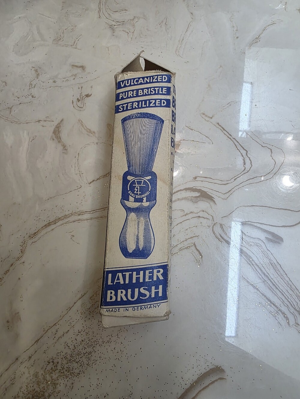 Lather Brush - Blue/White Vintage-Style Shaving Brush